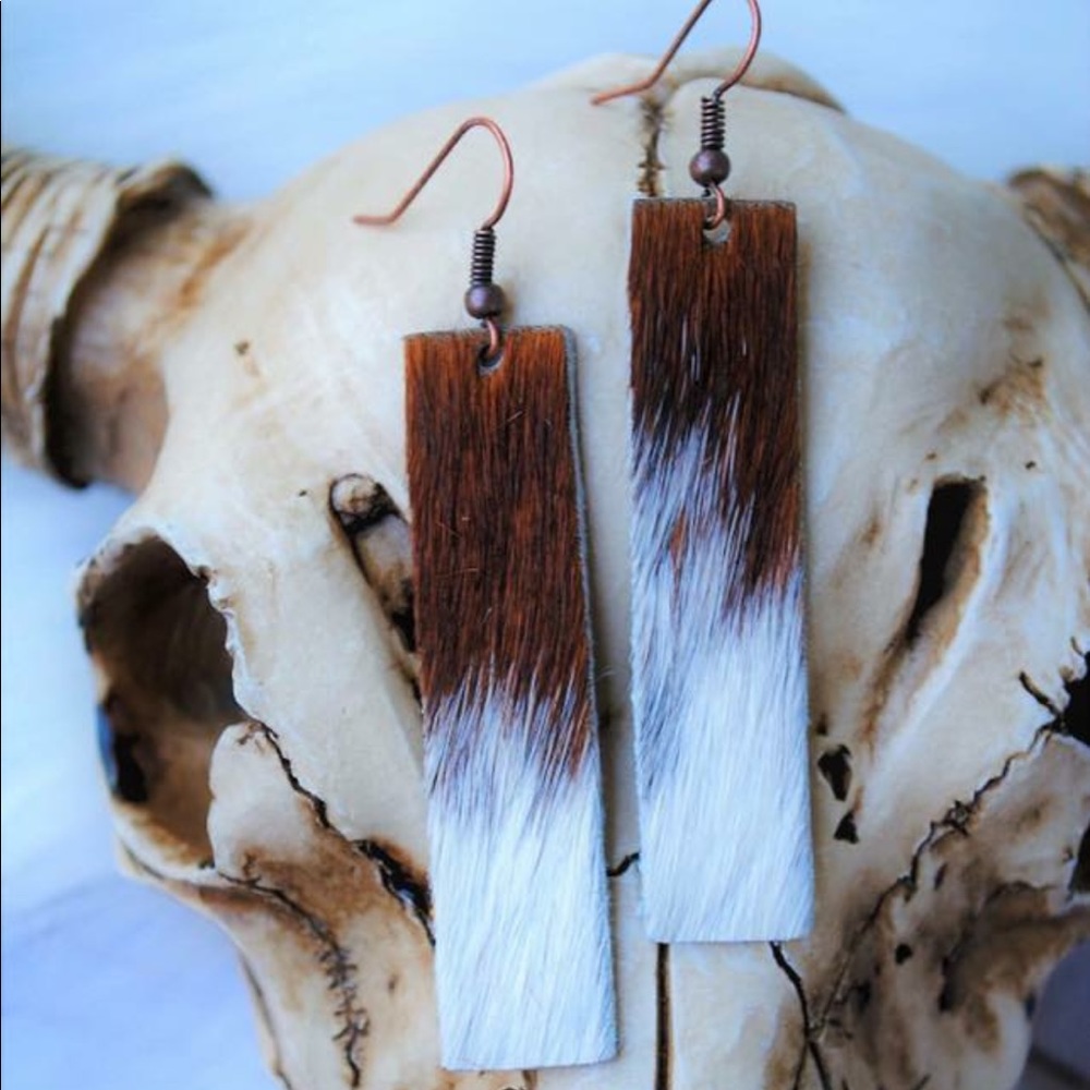 Cowhide Bar Earrings